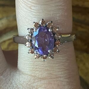 Natural Moroccan Amethyst Sterling Silver Ring Size 9